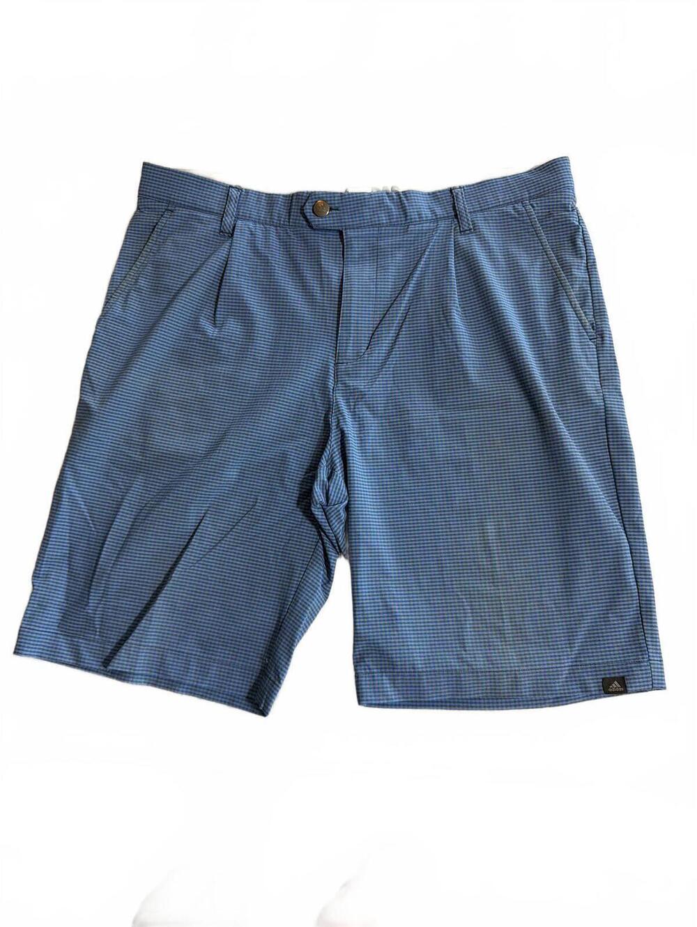 Adidas Blue Check Golf Shorts Performance Casual Active Size 36
